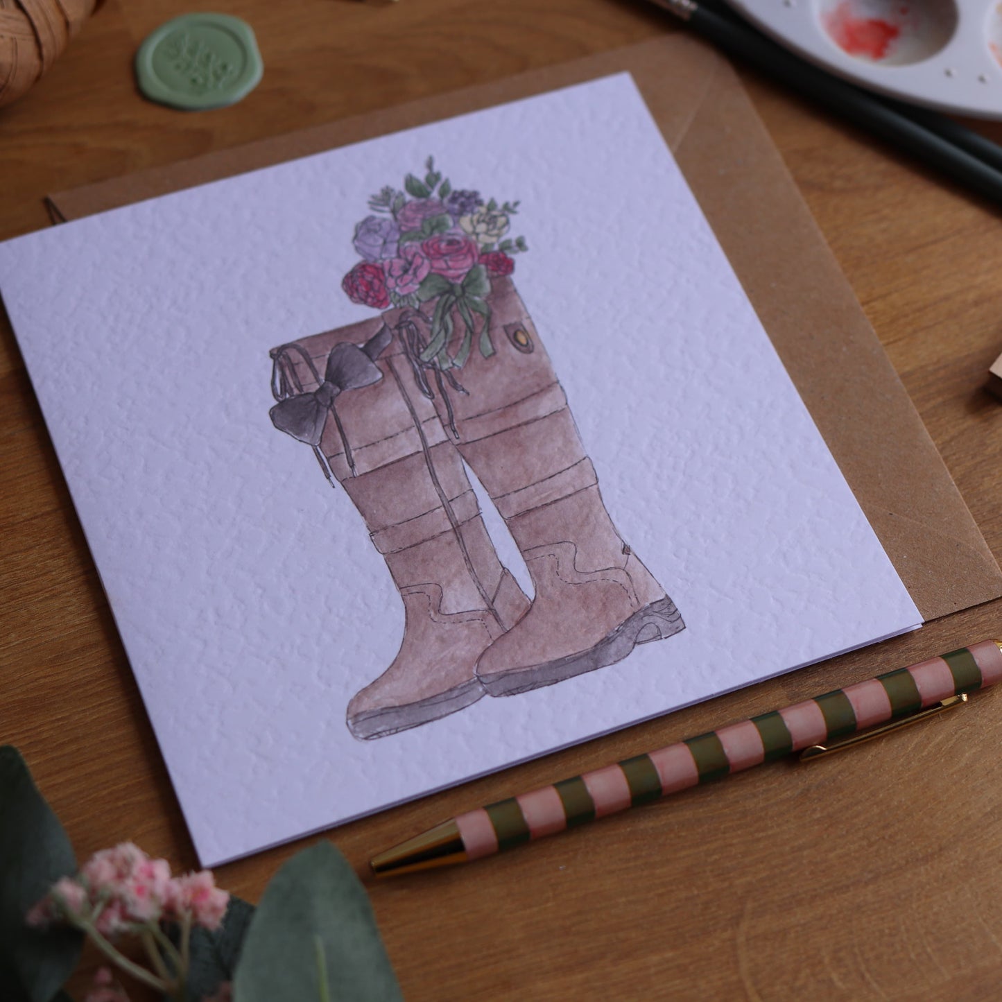 Greeting card with country boots