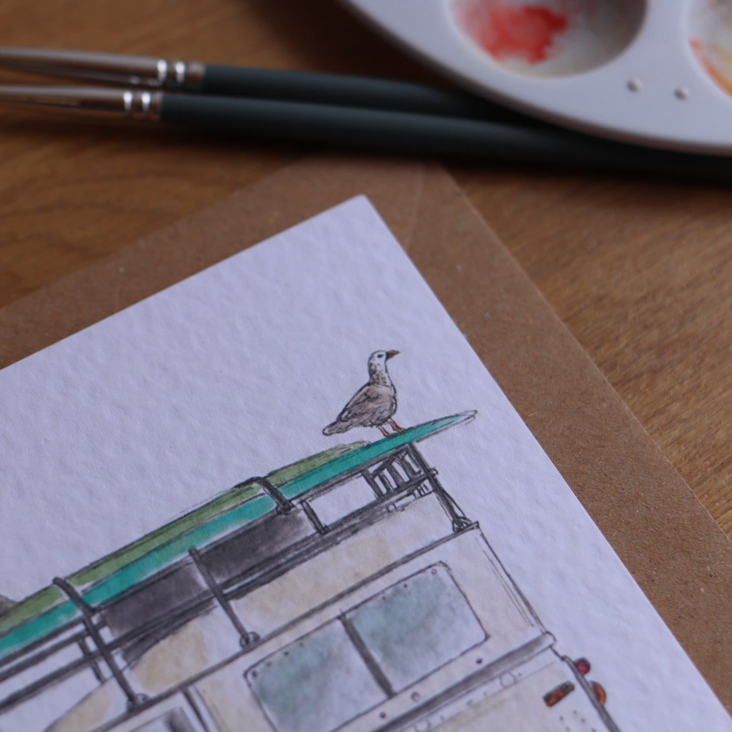 Close up o seagull on defender greeting card