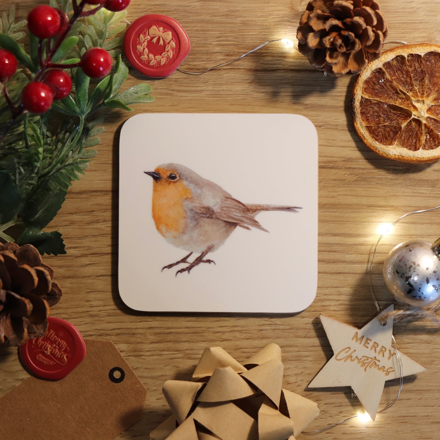 Robin Christmas Coaster