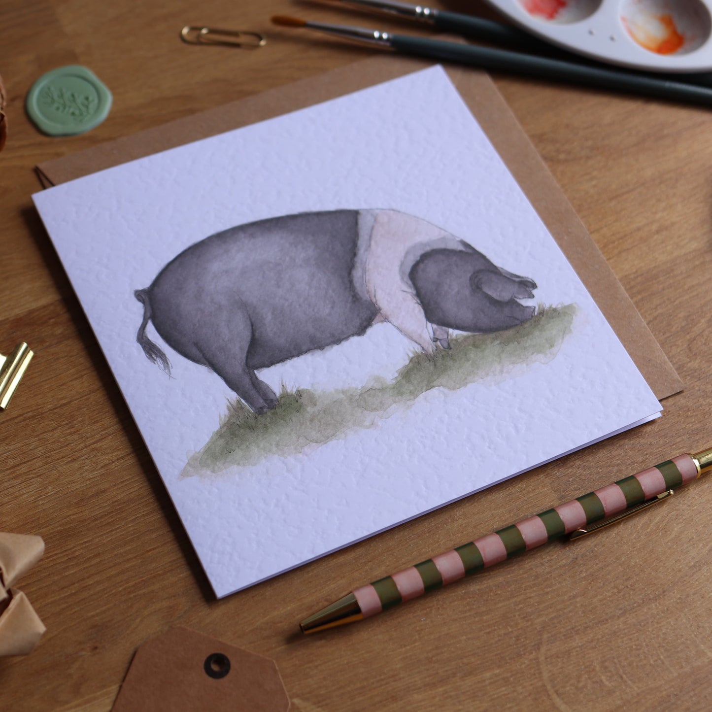 Saddleback Pig Greeting Card