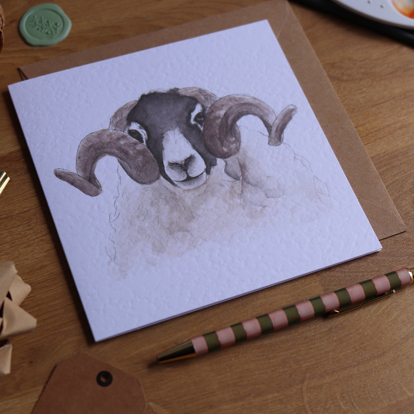 Greeting card with illustration of Swaledale sheep