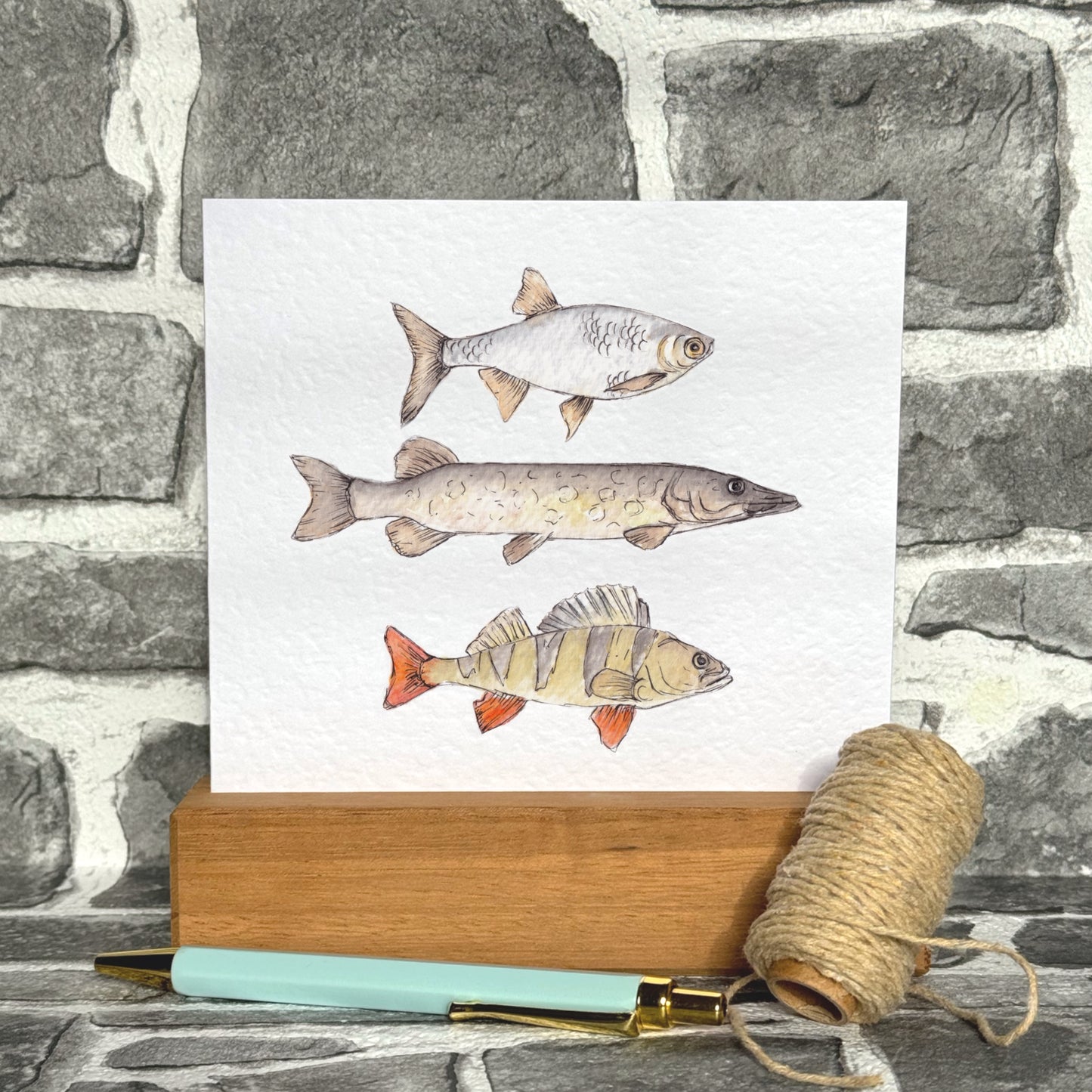 Three Fishes Greetings Card
