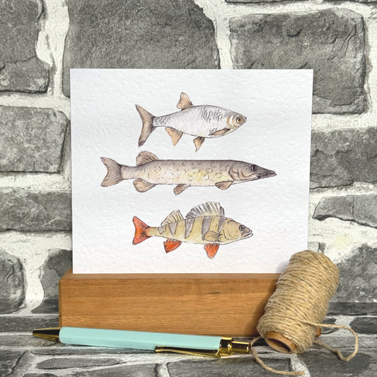 Three Fishes Greetings Card