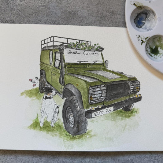 Original portrait of a defender and family dog