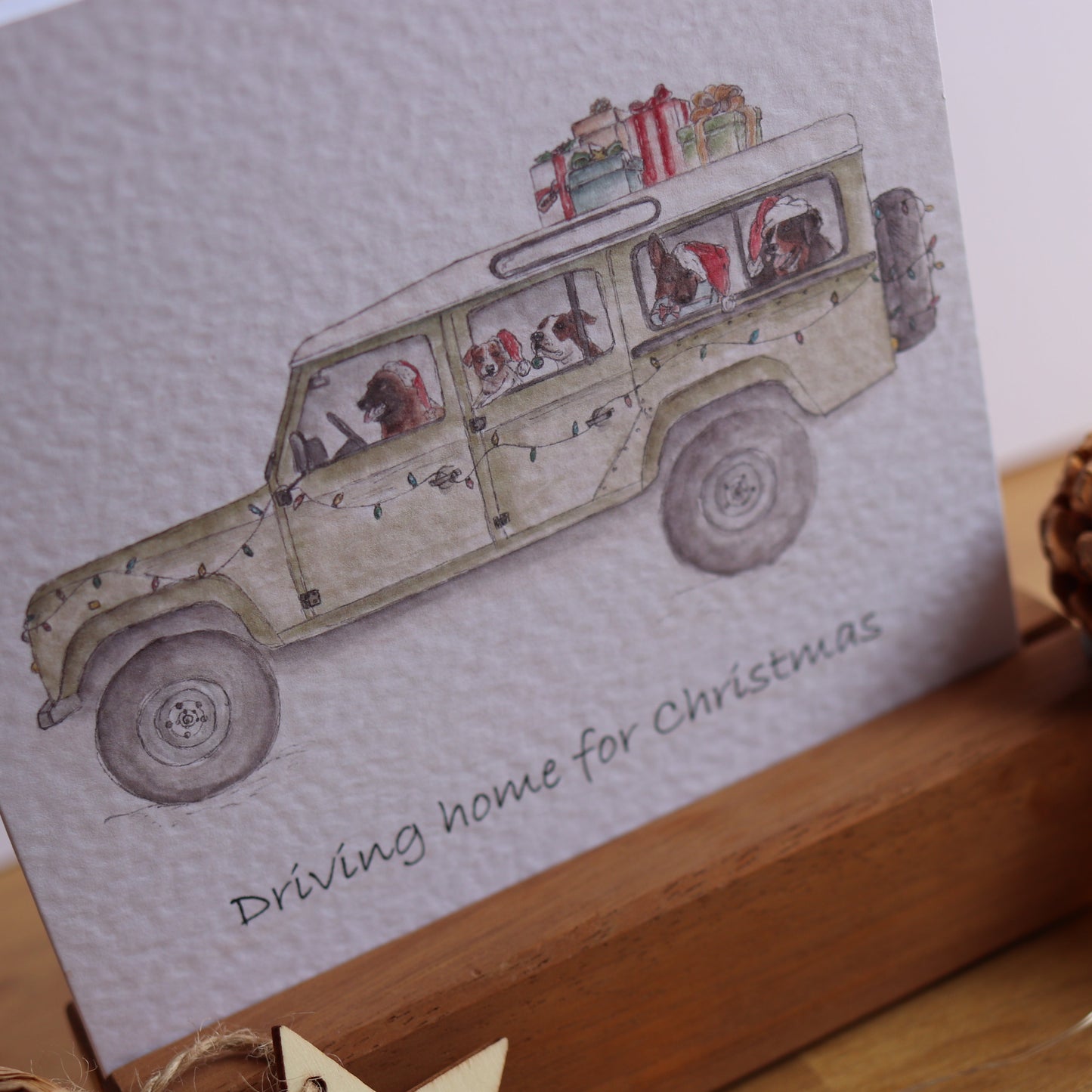 Christmas card with festive dogs