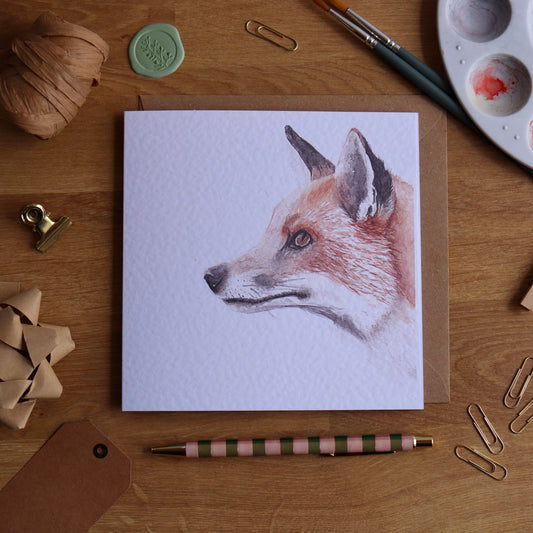 Greeting card with illustration of fox.