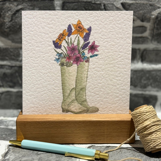 Springtime Wellies Greeting Card