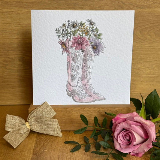 Floral Cowboy Boots Card