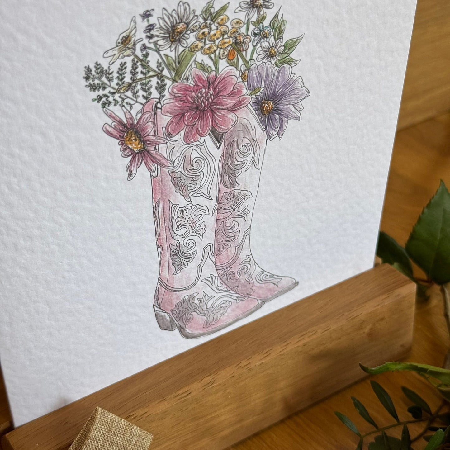 Floral Cowboy Boots Card