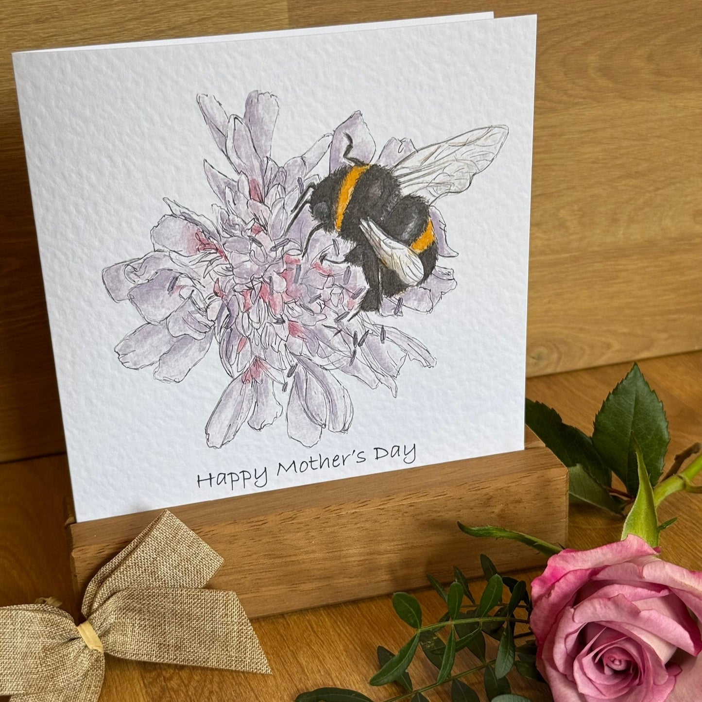 Flower Bumble Bee Greetings Card