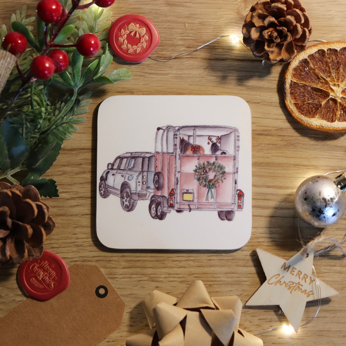 Horsebox Christmas Coaster