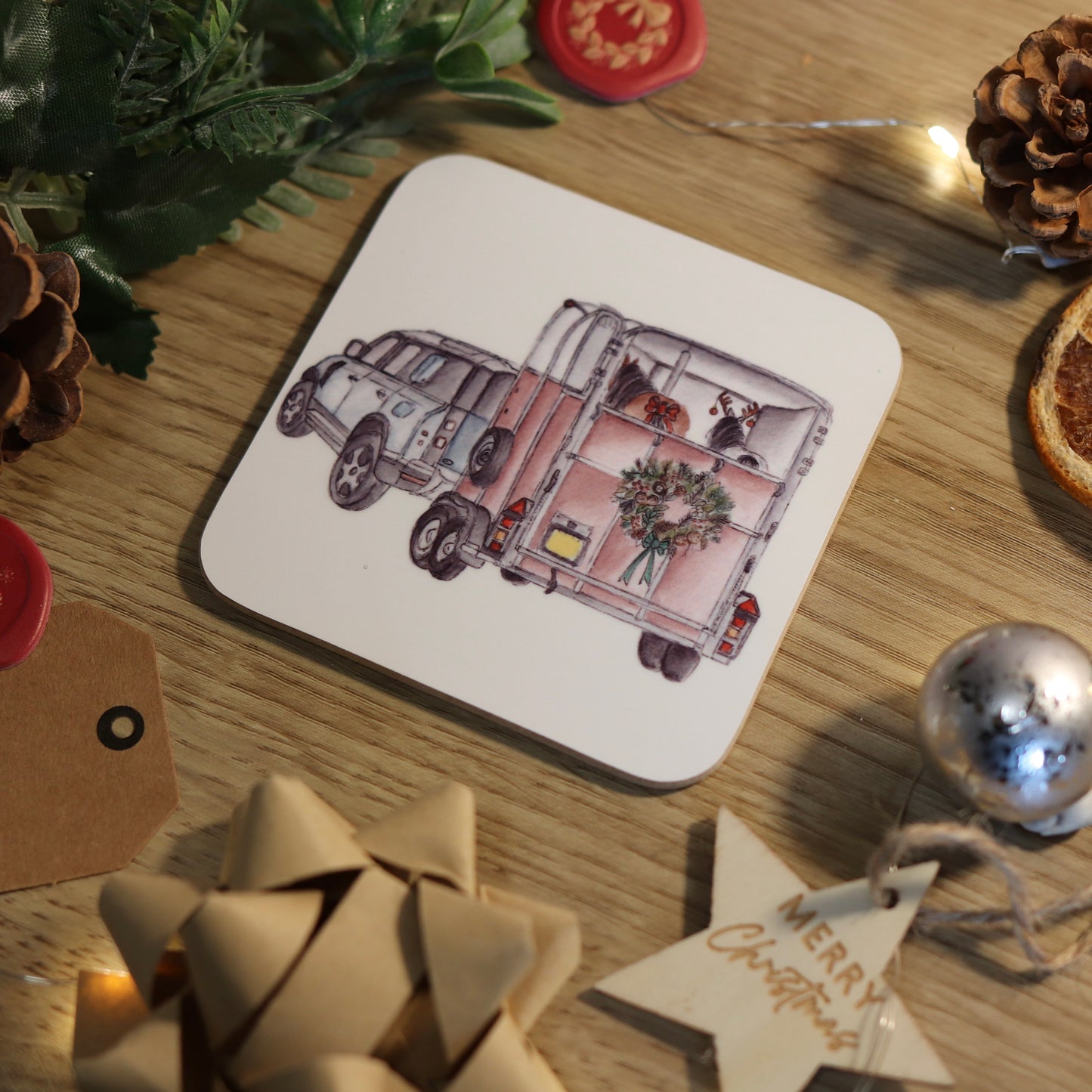 Horsebox Christmas Coaster