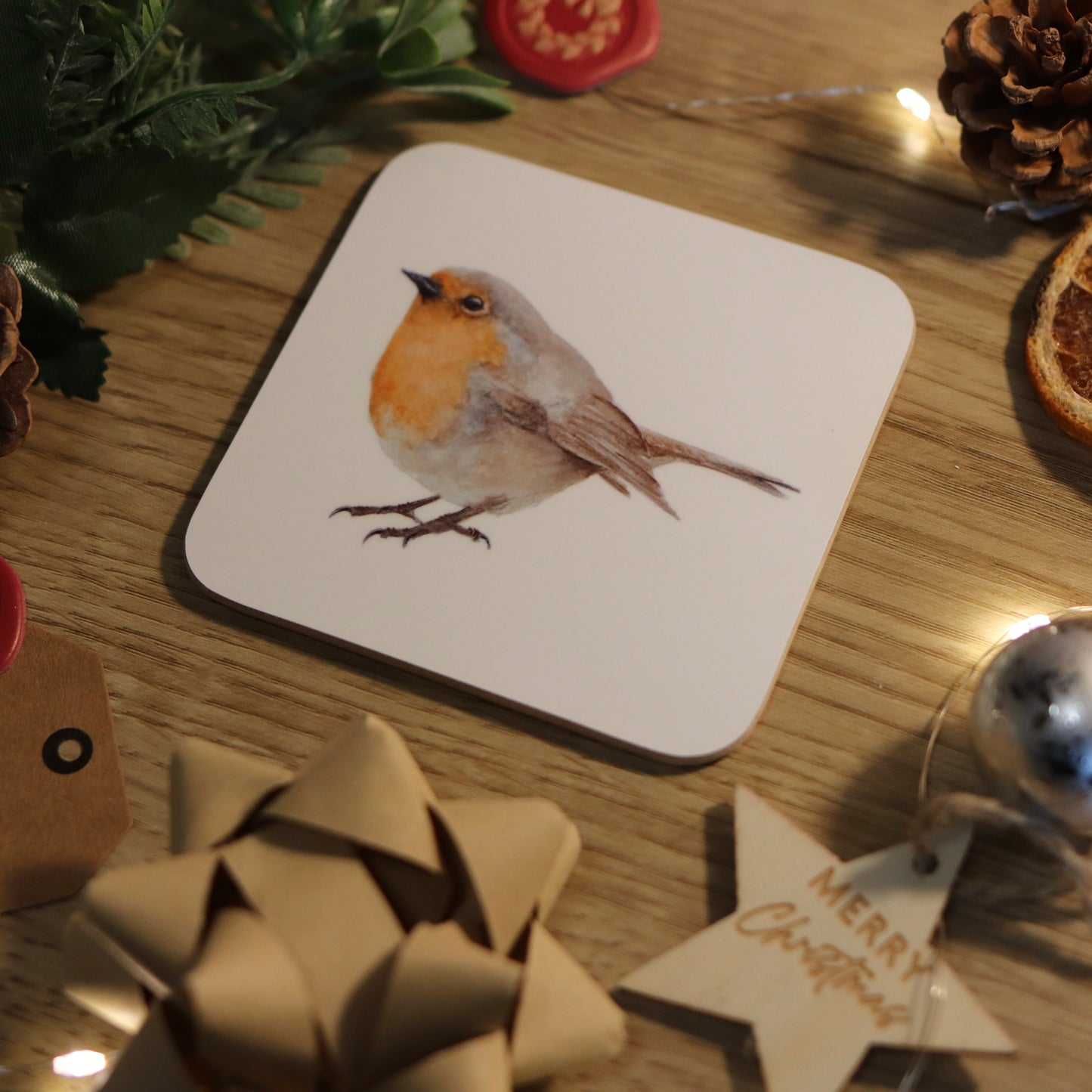 Robin Christmas Coaster