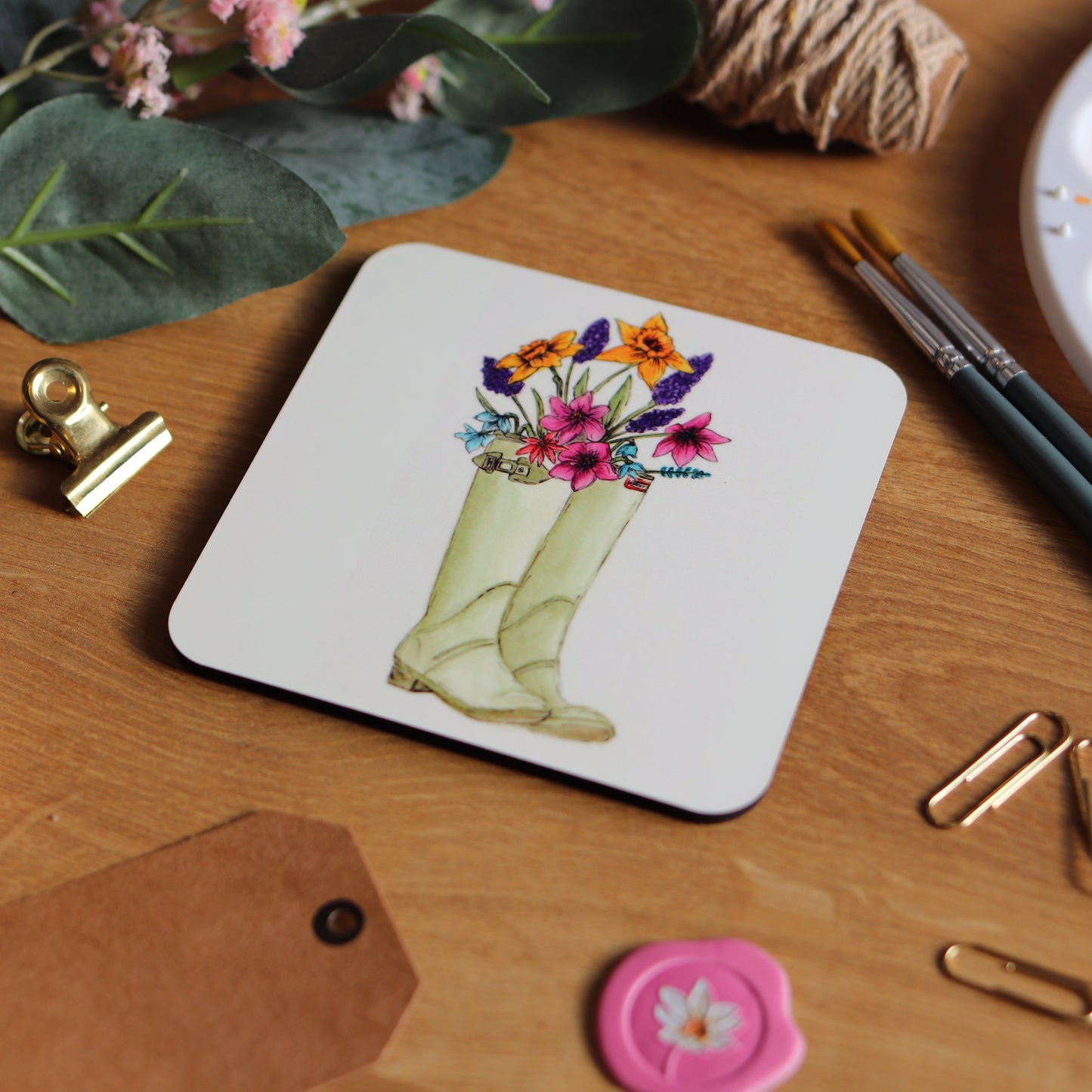 Flower Wellies Coaster