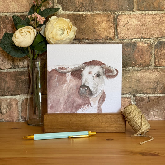 British Longhorn Cow Greeting Card