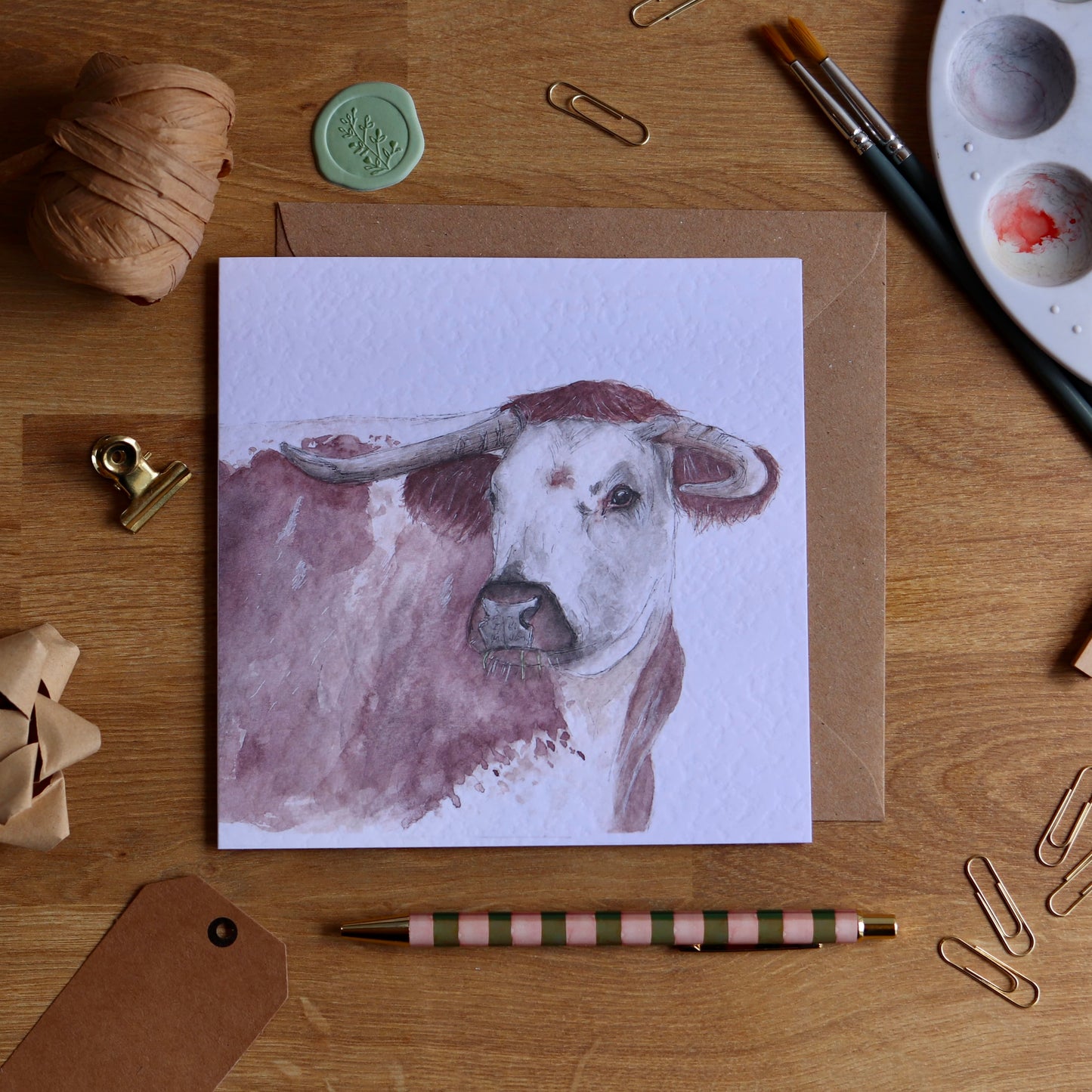 Longhorn cow greeting card