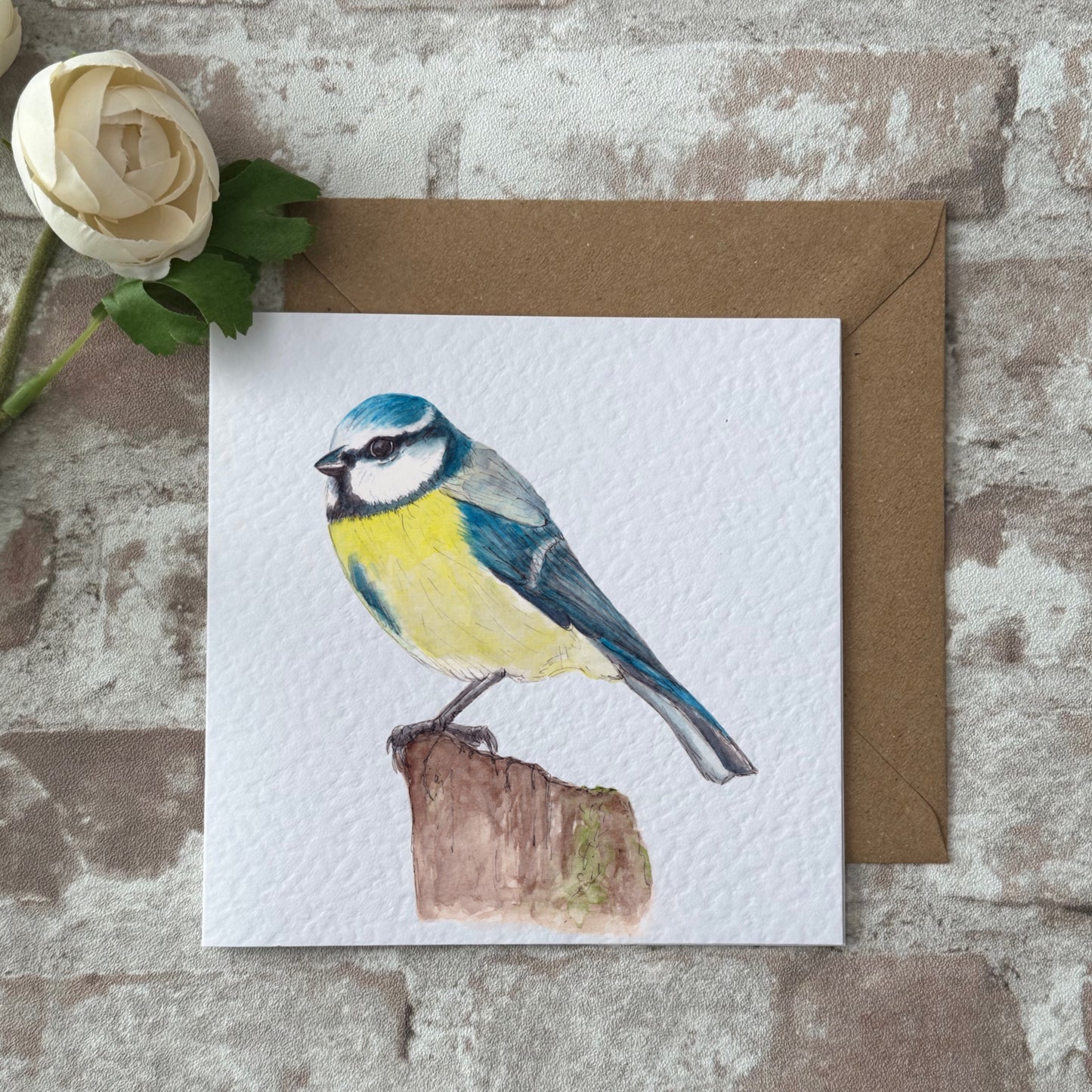 Blue tit greetings card