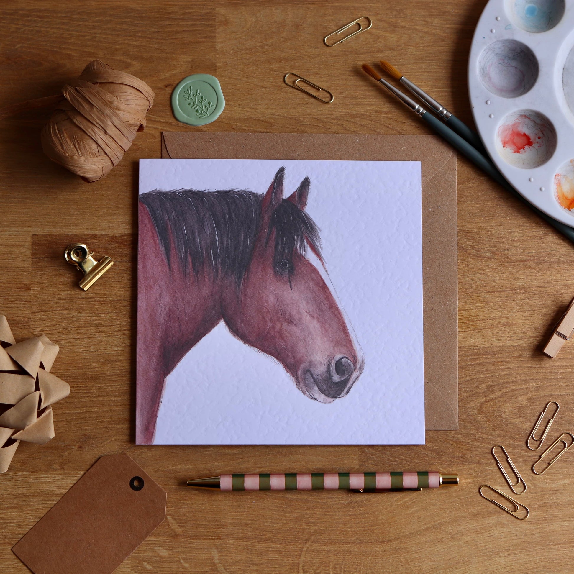 Shire horse illustration on greeting card
