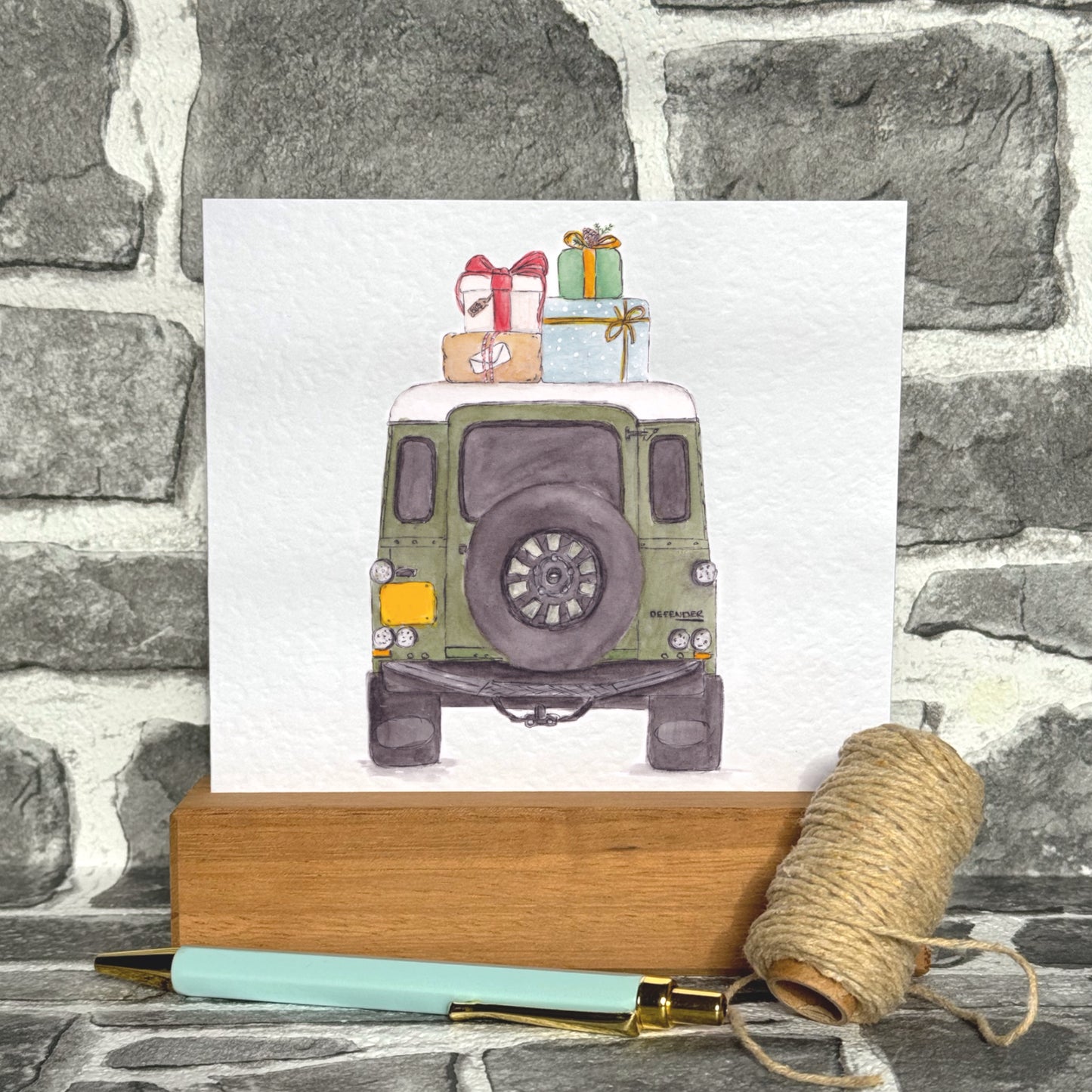 Defender present greetings card